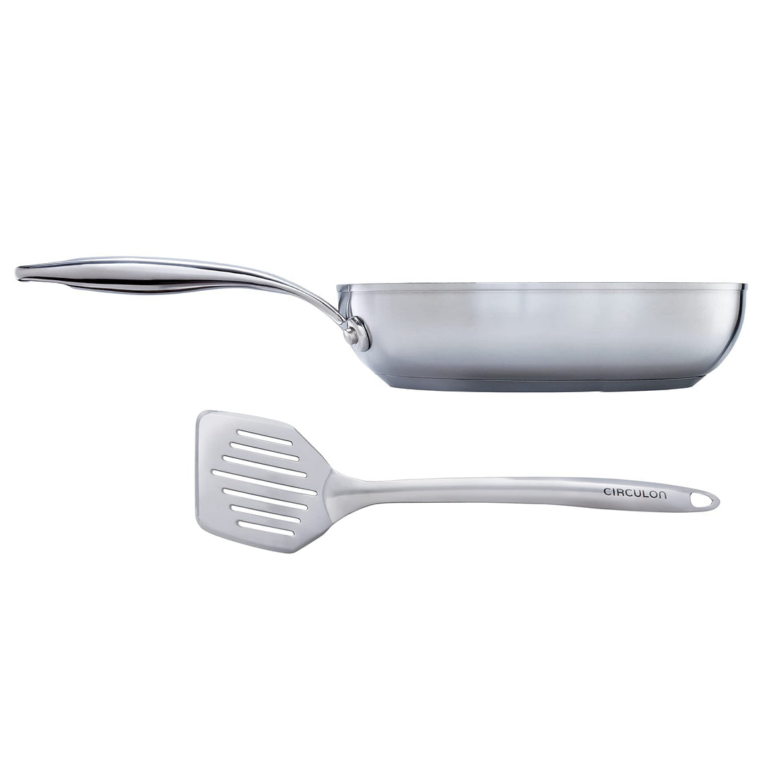 Circulon SteelShield Edelstahl Pfanne Induktion mit Pfannenwender - Bratpfanne 22 cm- Spülmaschinenf