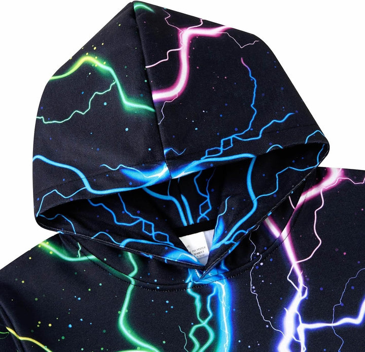 AIDEAONE Jungen Mädchen 3D Hoodie Kapuzenpullover Sweatshirt Mit Kapuze Blitz 6-7 Jahre, Blitz 6-7 J