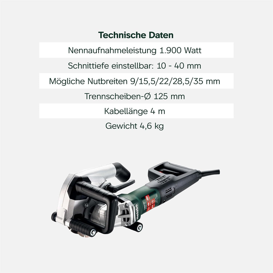 Metabo Mauernutfräse MFE 40 – 604040500 – Für präzise Elektroinstallationen zum Verlegen von Kabeln