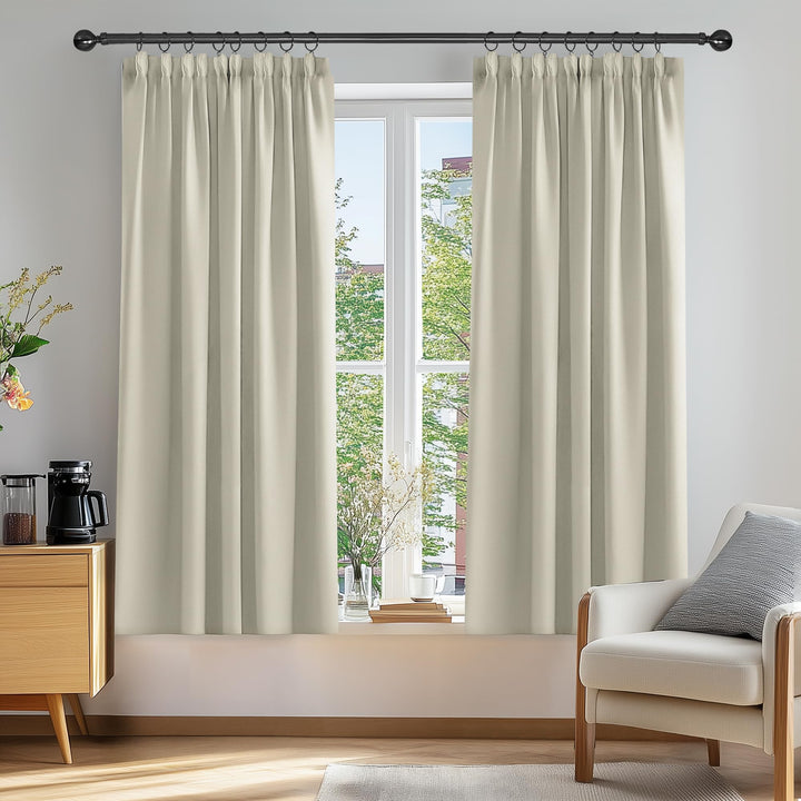 Deconovo Vorhänge Blickdicht Verdunkelungsvorhang Kräuselband Dicke Gardinen Wohnzimmer, 138x117cm(H