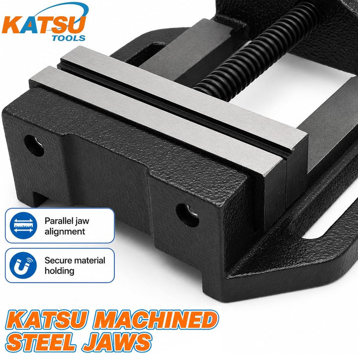 KATSU Bohrmaschinen-Schraubstock Säulentisch Bohrschraubstock 5" 125mm Professionelle Präzision Deut
