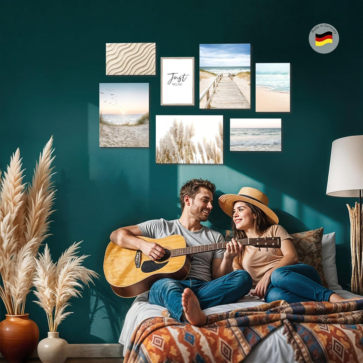 Novart Wandbilder Meer - KOMPLETT AUFHÄNGFERTIG - Paradies Strand Wohnzimmer Schlafzimmer- 7 Moderne