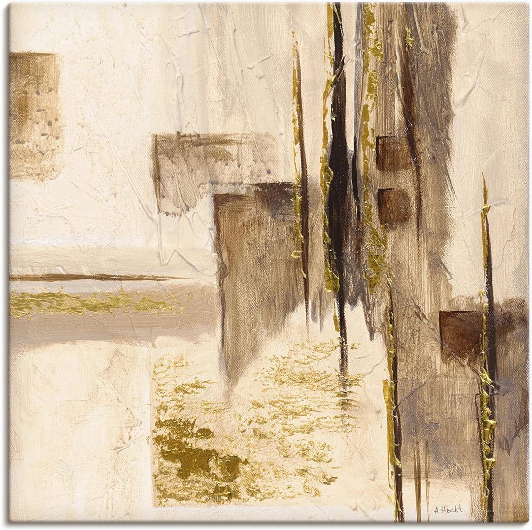ARTland Leinwandbilder Wandbild Bild auf Leinwand 70 x 70 cm Abstrakte Motive Muster Malerei Creme A