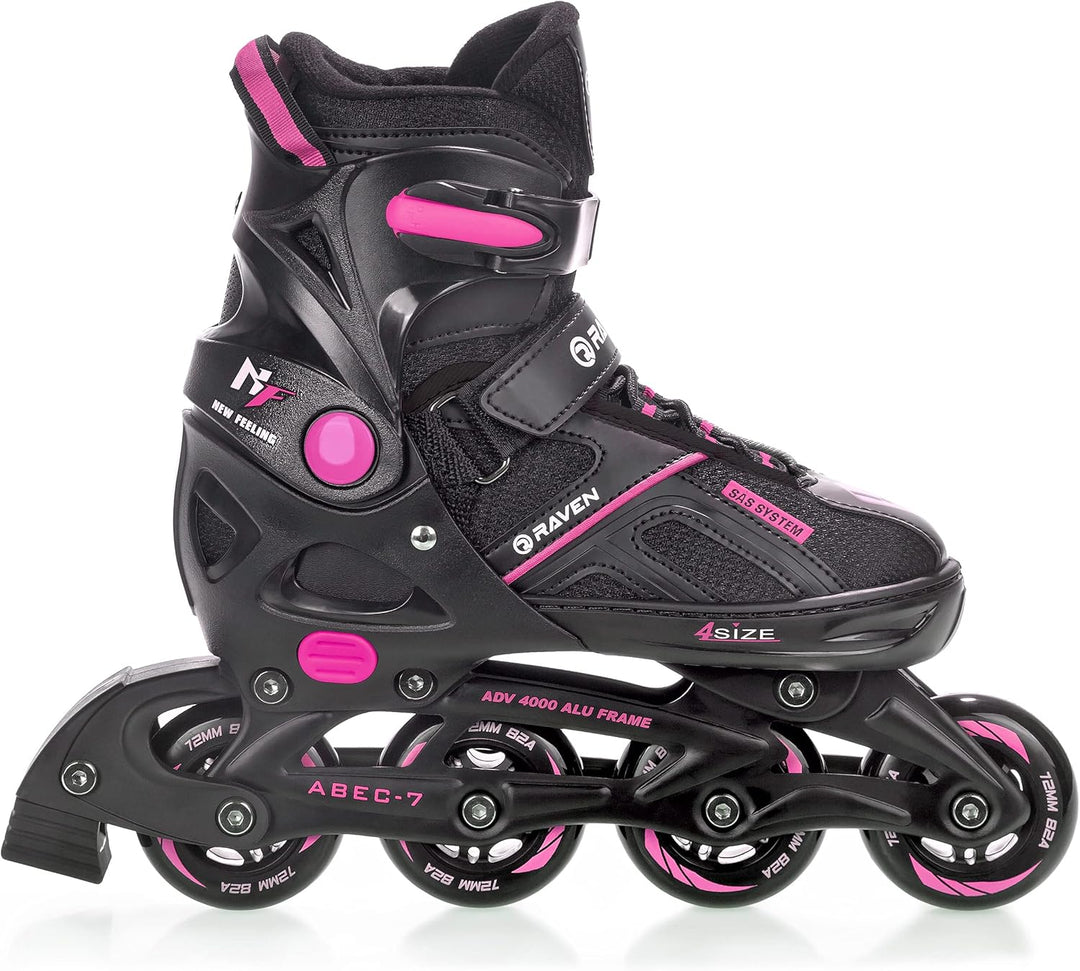 Raven 3in1 Verstellbare Inline Skates Allure - Inliner Triskates - Rollschuhe - Kugellager Abec7 - D
