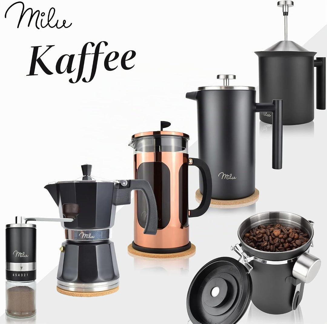 Milu Manuelle Kaffeemühle Handkaffeemühle mit Keramik Mahlwerk I 6 Stufen Mahlgradeinstellung I Espr