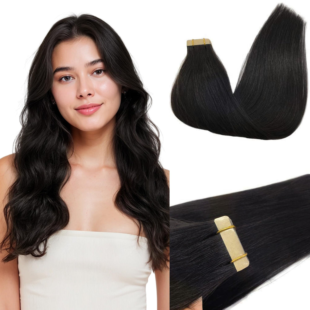 GOO GOO Tape in Extensions Echthaar, Tape Extensions Echthaar, 40cm 50g 20pcs, Extensions Echthaar,