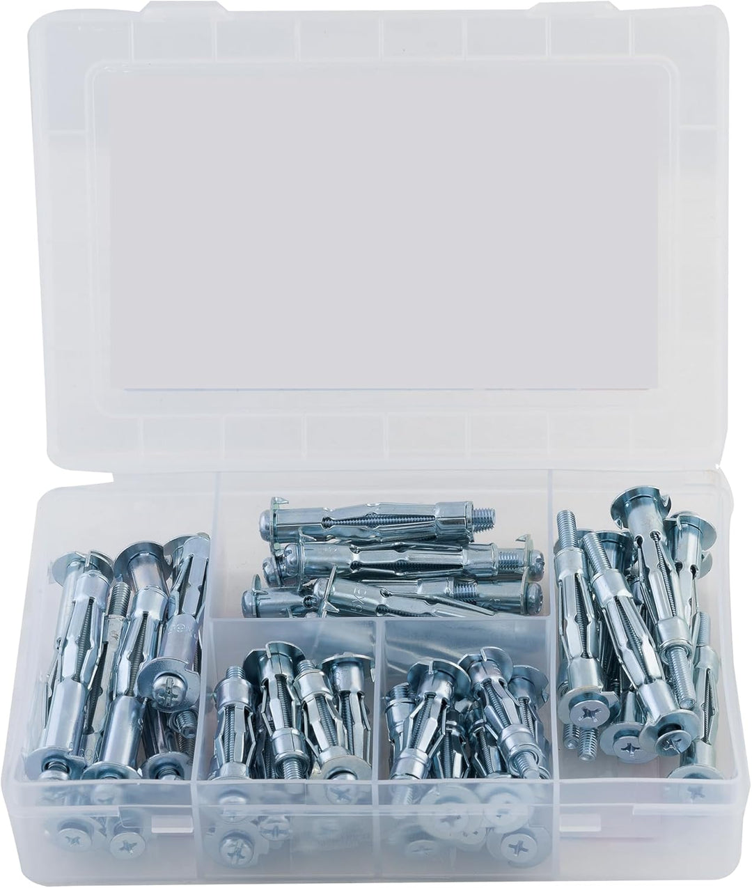 fischer MEISTER-BOX Hohlraumdübel, Sortimentsbox mit 50 Hohlraummetalldübeln und Schrauben, praktisc