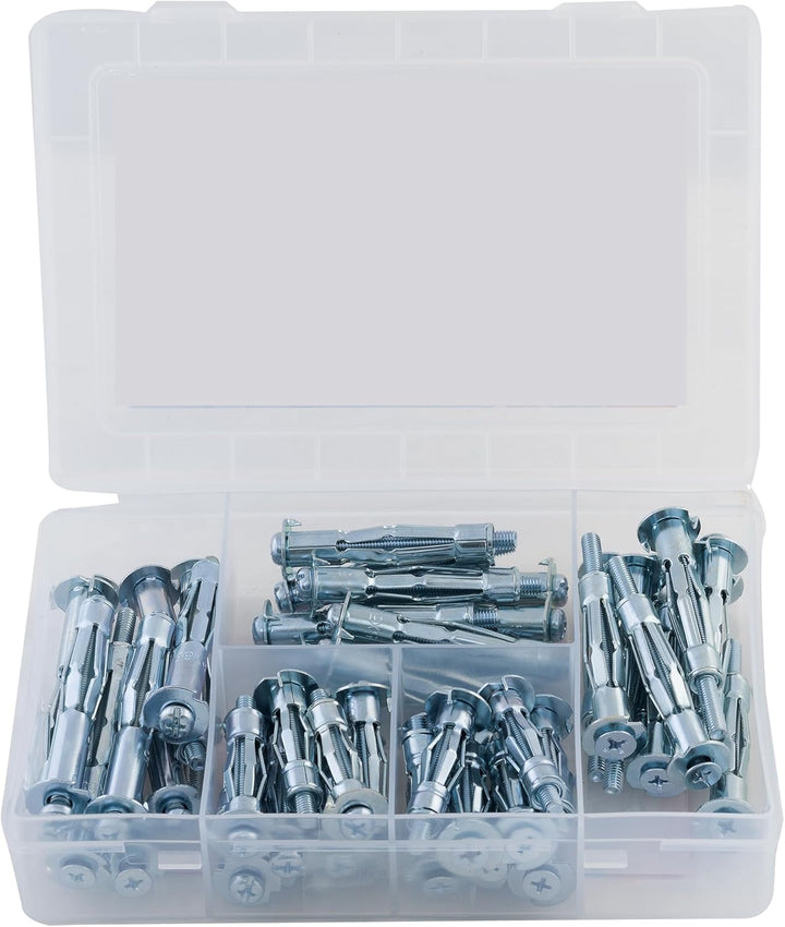 fischer MEISTER-BOX Hohlraumdübel, Sortimentsbox mit 50 Hohlraummetalldübeln und Schrauben, praktisc