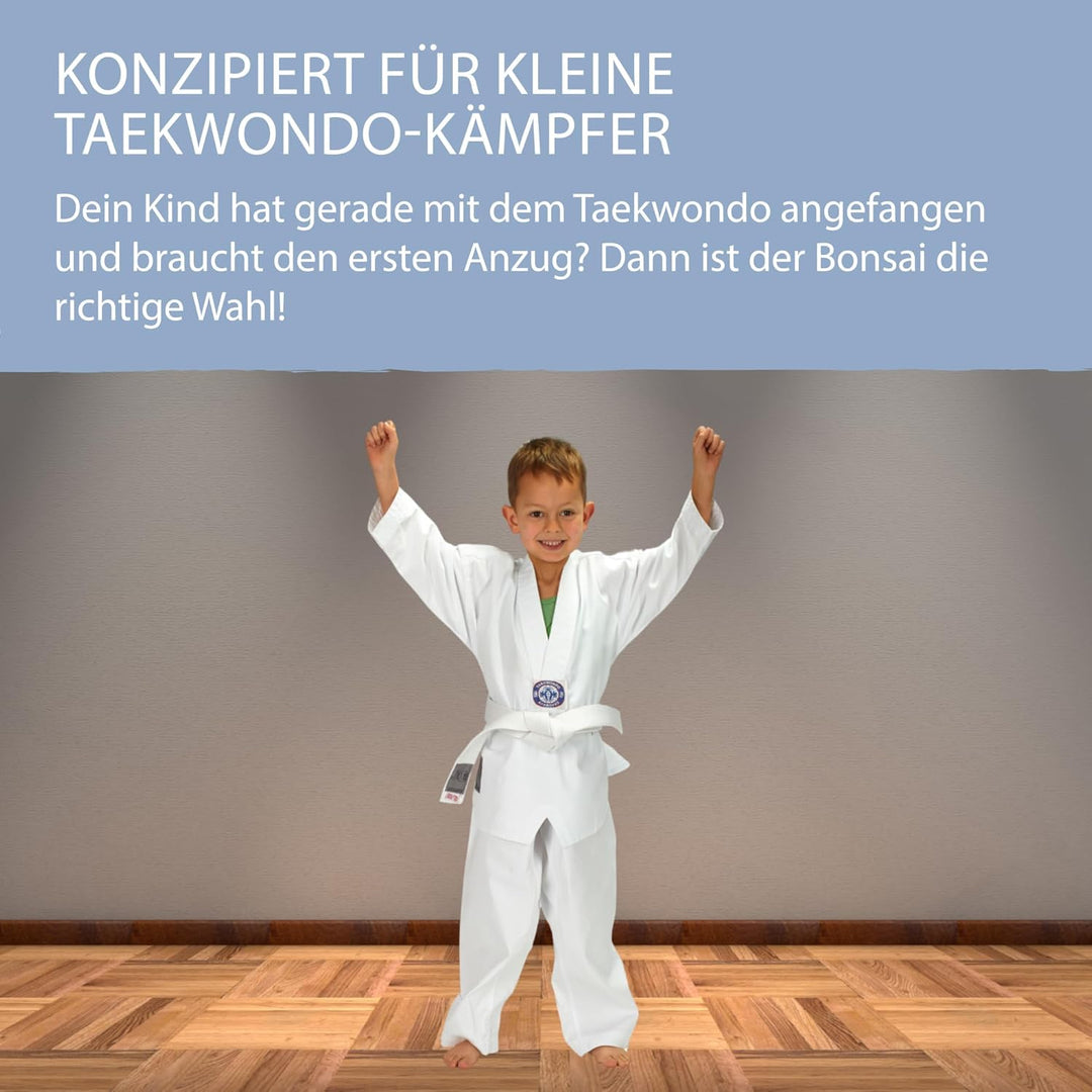 Ju-Sports Taekwondo Anzug Bonsai Weiss I Dobok Taekwondo speziell für Kinder I Taekwondo Kimono inkl