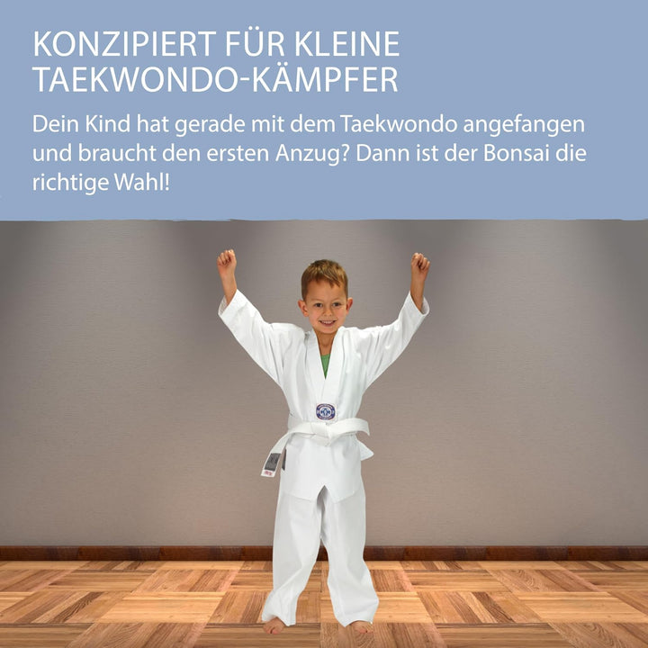 Ju-Sports Taekwondo Anzug Bonsai Weiss I Dobok Taekwondo speziell für Kinder I Taekwondo Kimono inkl