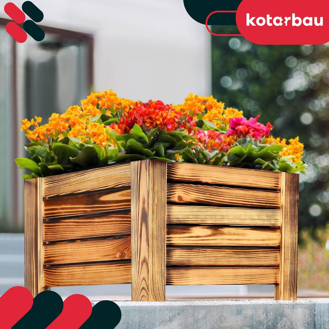 KOTARBAU® Blumenkasten - 38 x 38 x 30 cm - Pflanzkasten mit Vlies - Pflanzkübel gross aussen - Balko