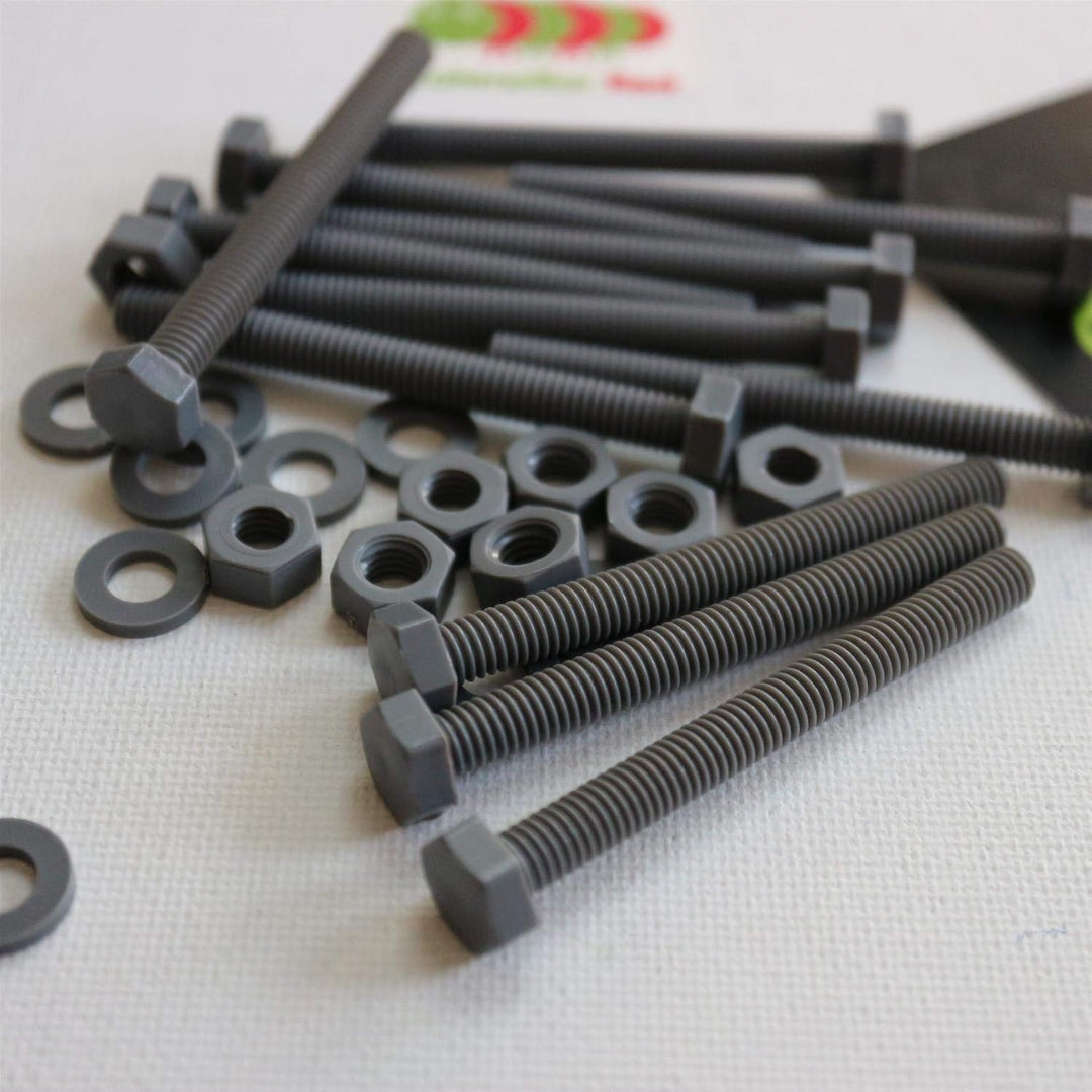 50 x PVC Sechskantschrauben Grau Muttern und Schrauben aus PVC-U-Kunststoff, oxidationsbeständig, wa