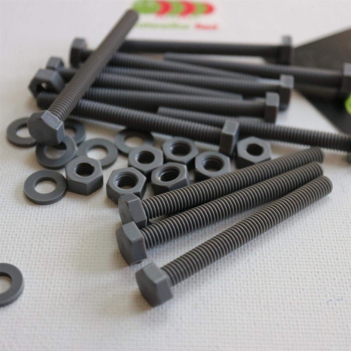 50 x PVC Sechskantschrauben Grau Muttern und Schrauben aus PVC-U-Kunststoff, oxidationsbeständig, wa