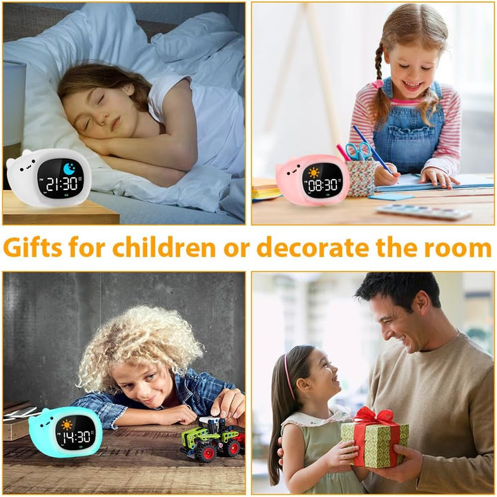 HOTUT Kinder Lichtwecker,Schlaftrainer Kinder mit Nachtlichtern,6 White Noise Kinderwecker,Digitaler