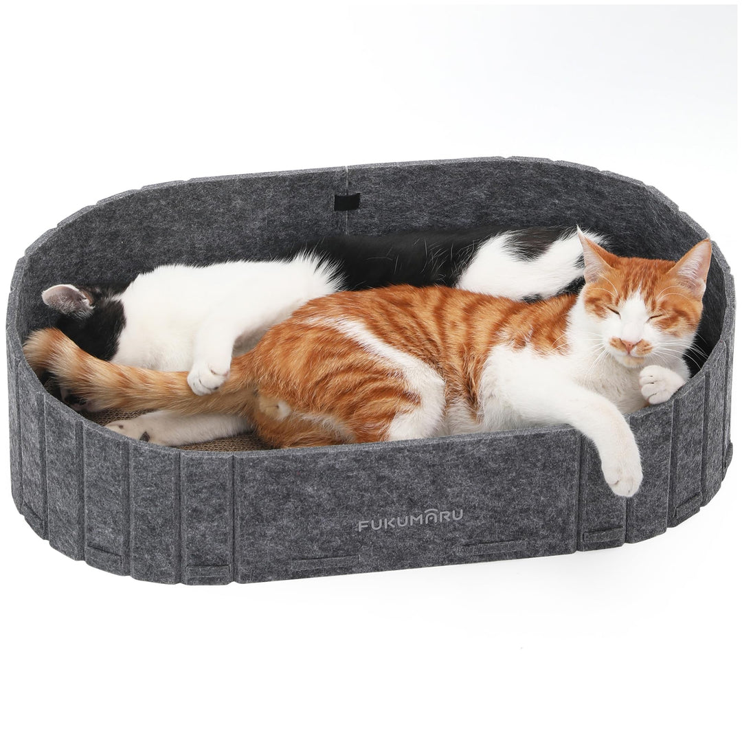 FUKUMARU Kratzbrett für Katzen, 61 cm Kratzpappe in Sofa-Form, Umkehrbares Katzenbett, Runde Kratzpa