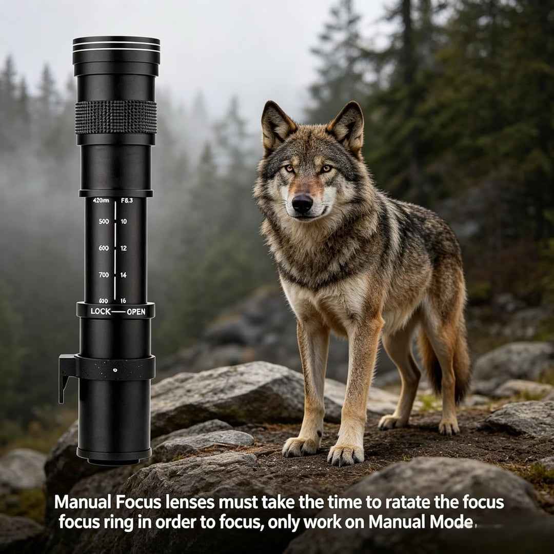 JINTU 420-1600mm f/8.3 HD-Tele Zoom Teleobjektiv für Nikon Digitale SLR Kameras D5600 D5500 D5200 D5