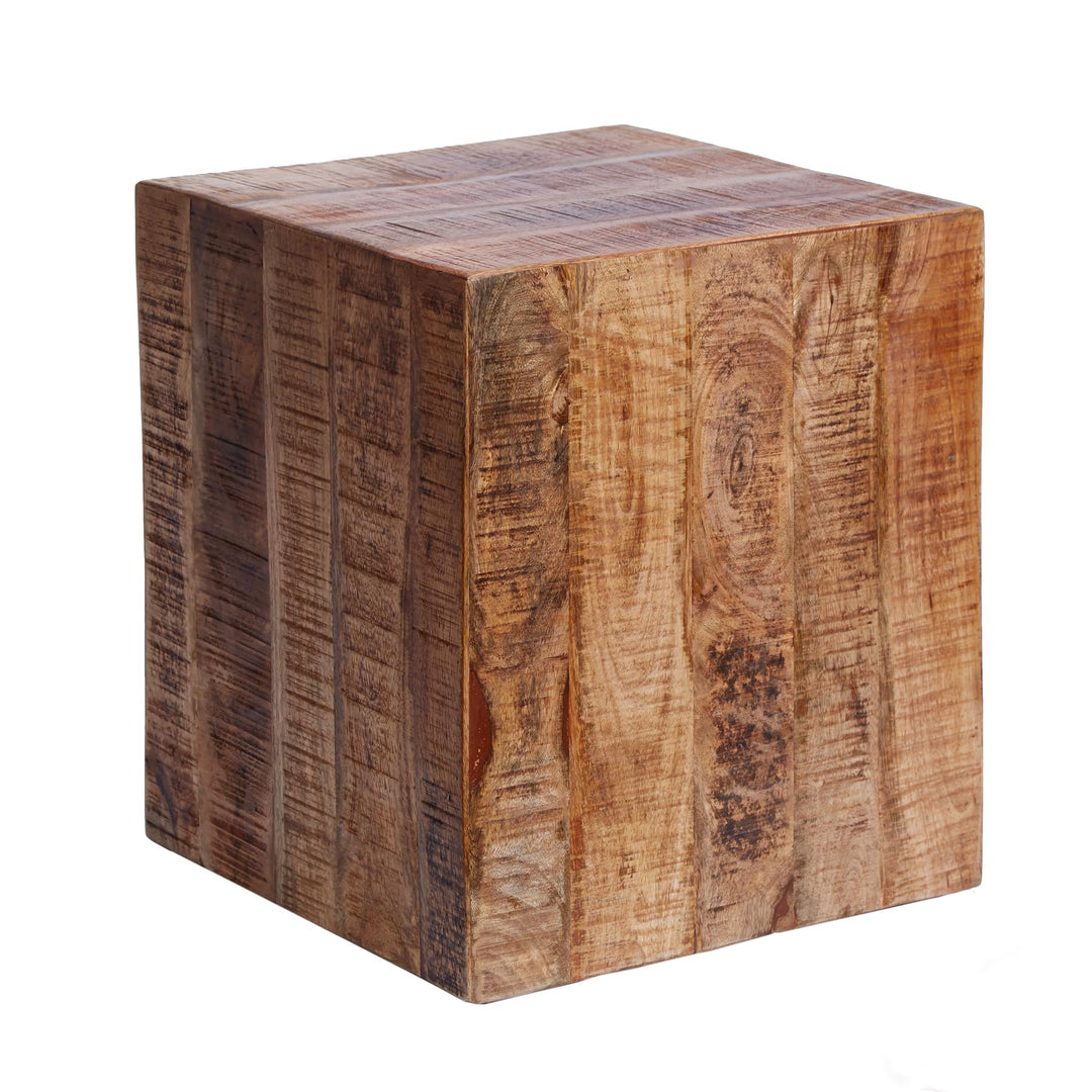 Invicta Interior Massiver Design Hocker Factory 40cm Mangoholz auf Rollen Beistelltisch Holzhocker