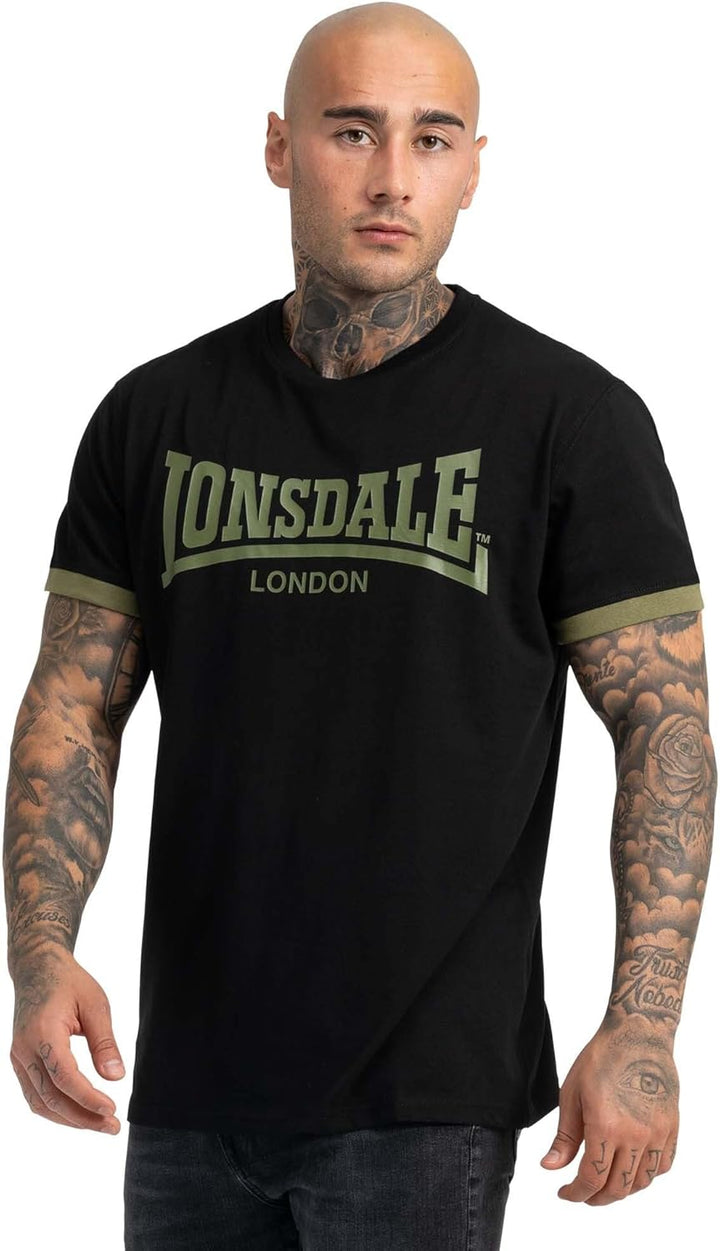Lonsdale Herren Townhead T-Shirt 3XL Black/Olive, 3XL Black/Olive