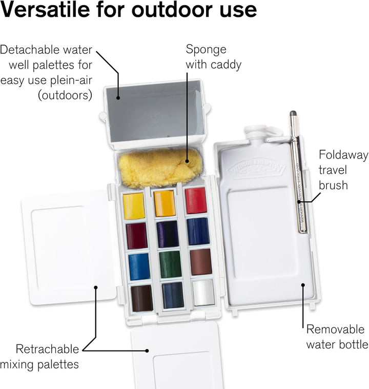 Winsor &amp; Newton 0390639 Cotman Field Box Aquarellfarben Set, lebendige Wasserfarben mit hoher Lichte