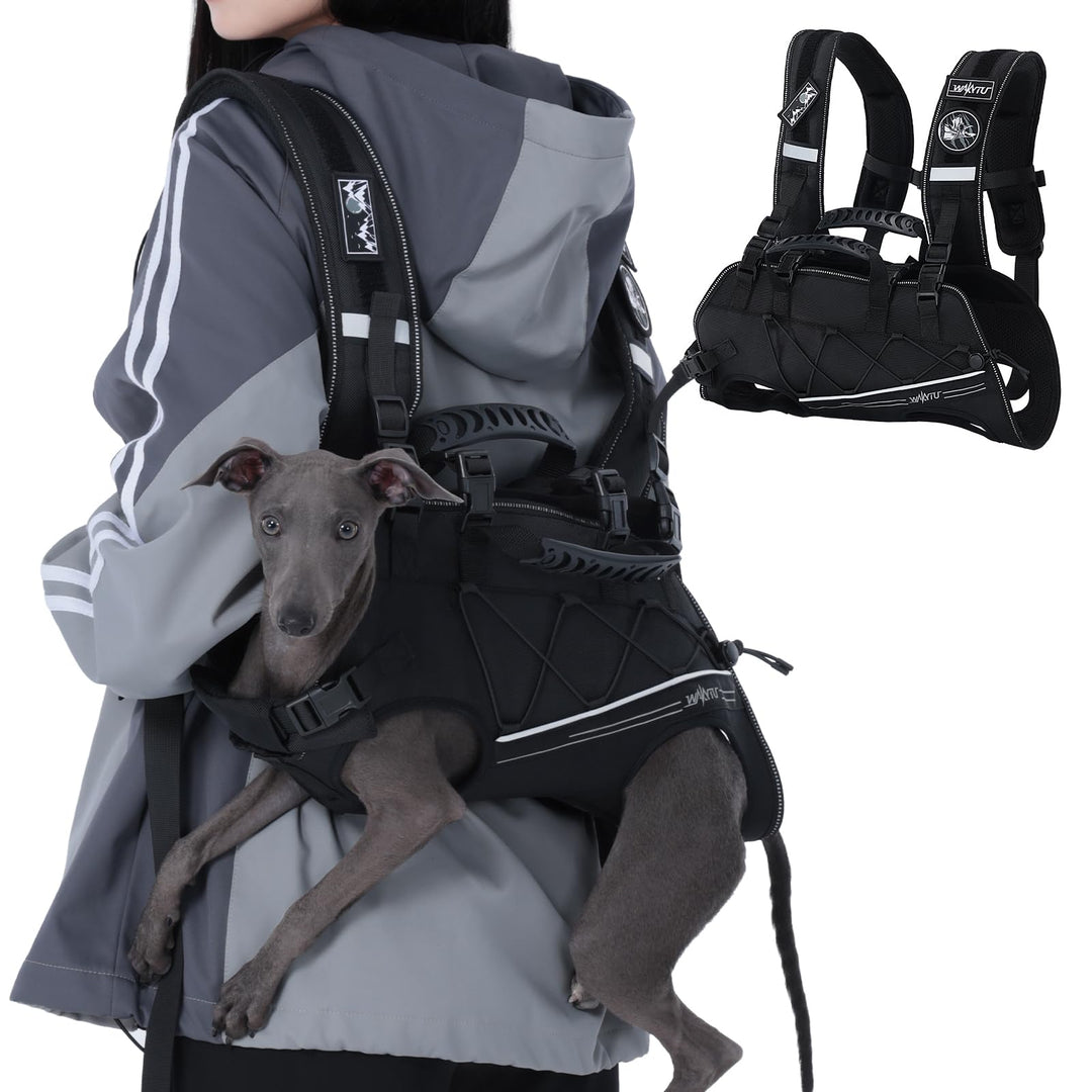 Wakytu Rucksack-Tragetasche und Hundefördergurt für kleine Hunde Verstellbare gepolsterte atmungsakt