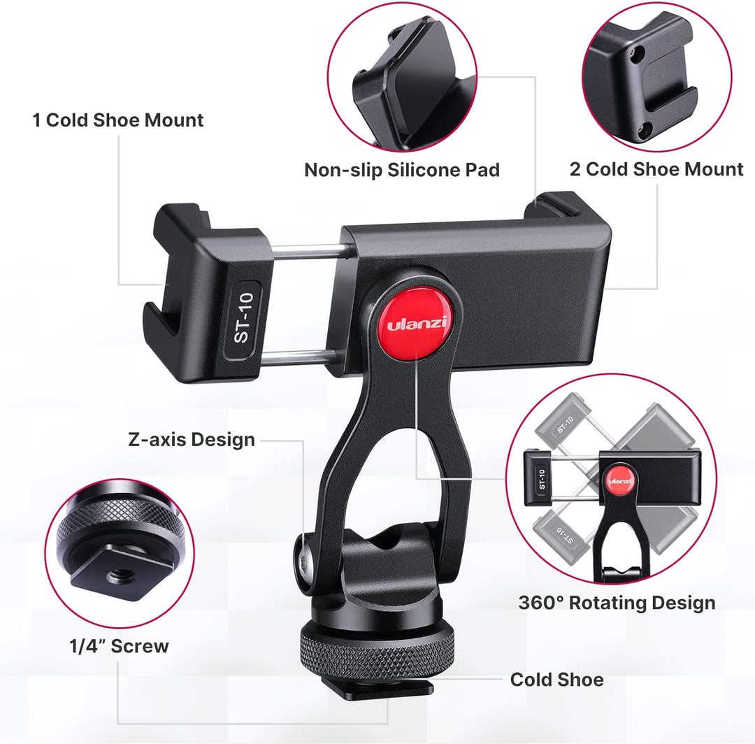 ULANZI ST-10 Metall Handyhalterung Handy Stativ Adapter Zubehör Tripod Selfie Stick Smartphone Halte