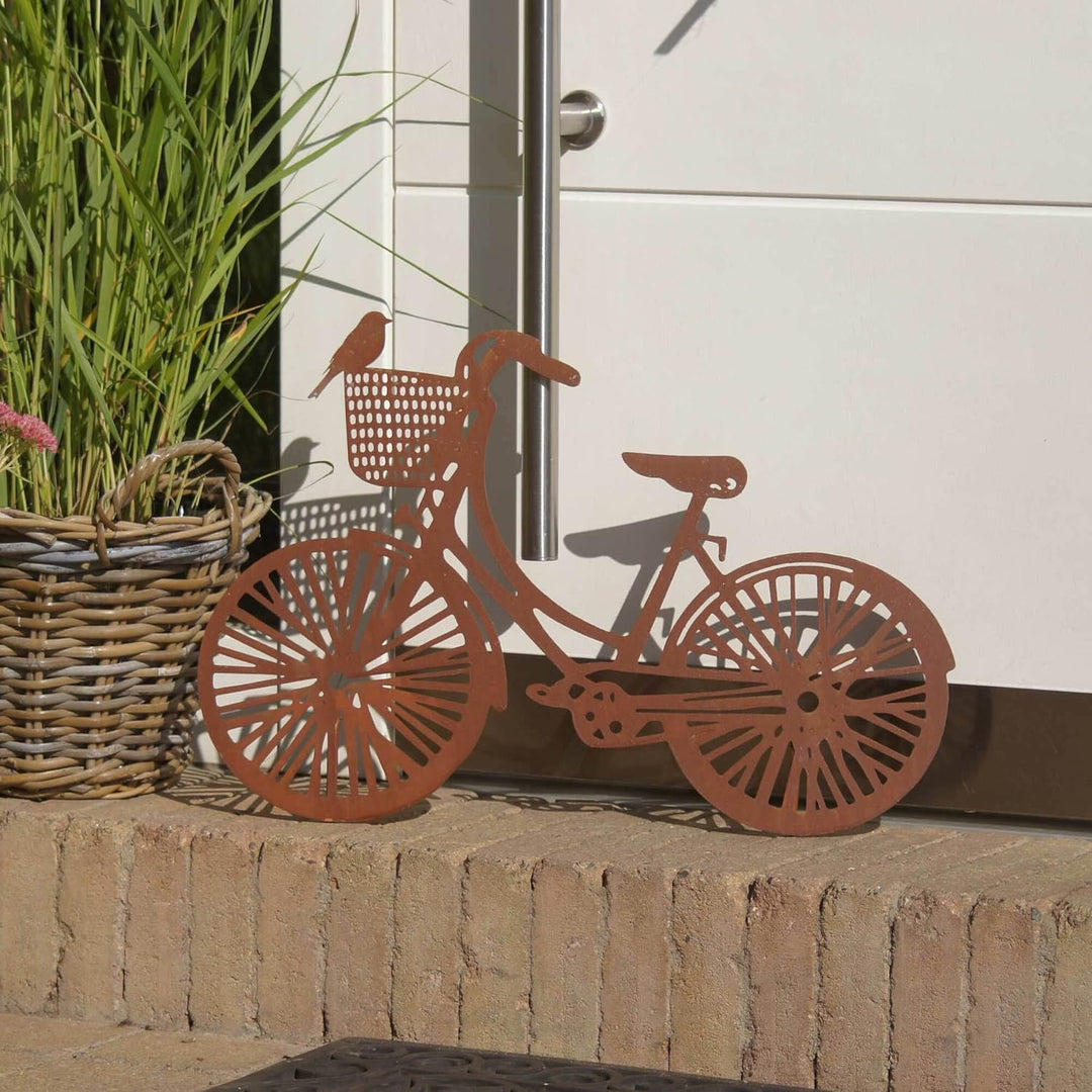 UNUS Garden Fahrrad Gartenstecker, Hollandrad Gartendeko Rostoptik, Roststecker aus Edelrost Metall,