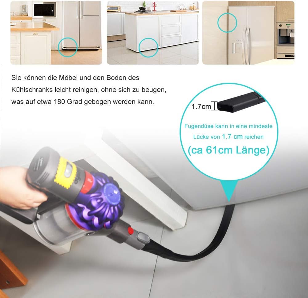 KEEPOW Flexible Fugendüse Zubehör für Dyson V15 V11 V10 V8 V7 V6 Staubsauger Düsen Ersatzteil Flachd