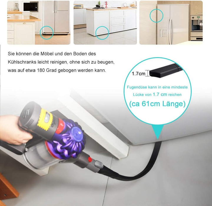 KEEPOW Flexible Fugendüse Zubehör für Dyson V15 V11 V10 V8 V7 V6 Staubsauger Düsen Ersatzteil Flachd
