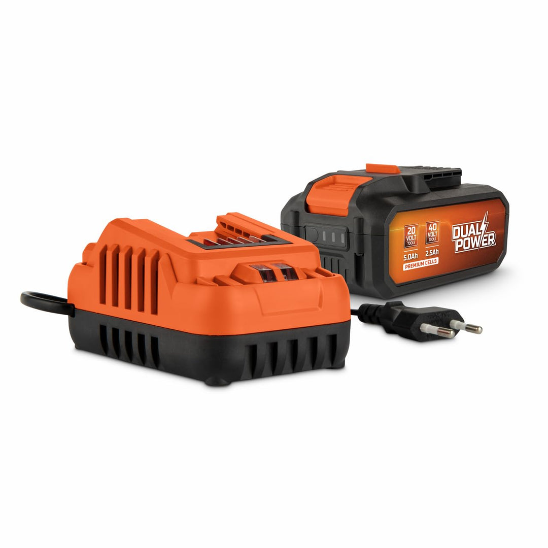 POWERPLUS - Dual Power Akku- und Ladegerät-Set POWDP90640-2x20V, 5.0Ah, 2.5Ah Akku - für 20V & 40V W