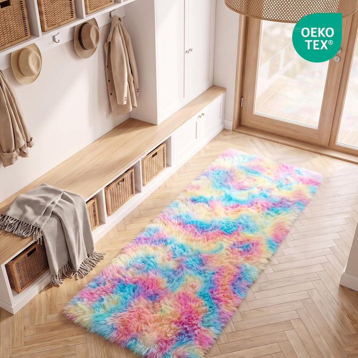 MARATIP Plüsch Teppich,Flauschiger Teppich Rund,grosse Grösse modernes Wohnzimmer,Kinder Mädchen,wei
