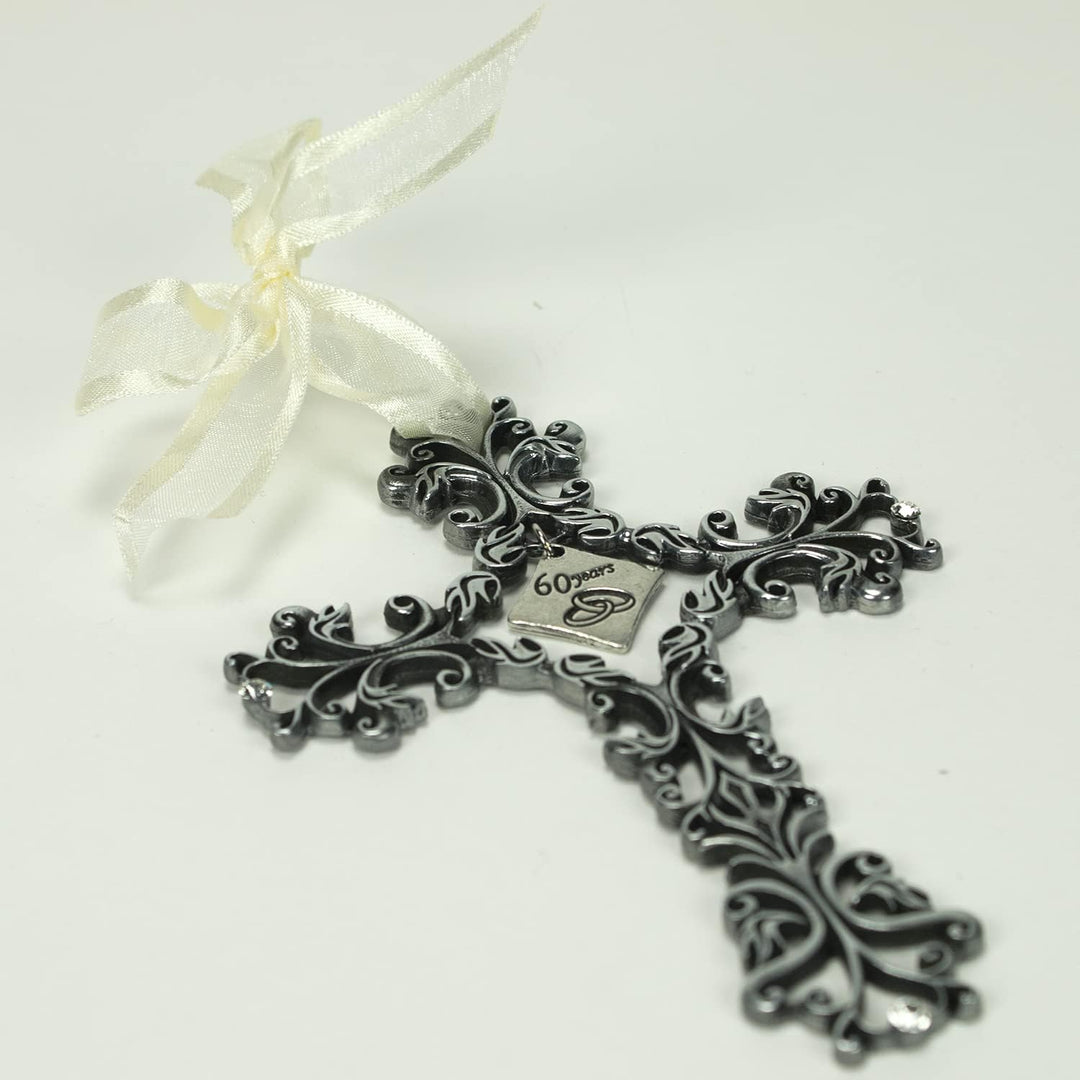 Cathedral Art Wandkreuz zum 60. Hochzeitstag, 12,7 cm hoch, Metall, Silber, One Size 60. Jahrestag,