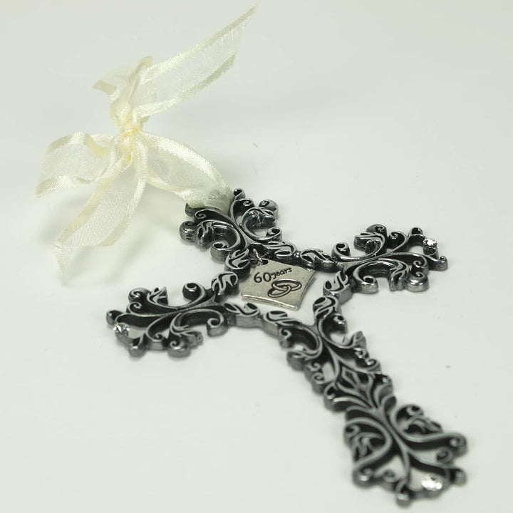 Cathedral Art Wandkreuz zum 60. Hochzeitstag, 12,7 cm hoch, Metall, Silber, One Size 60. Jahrestag,