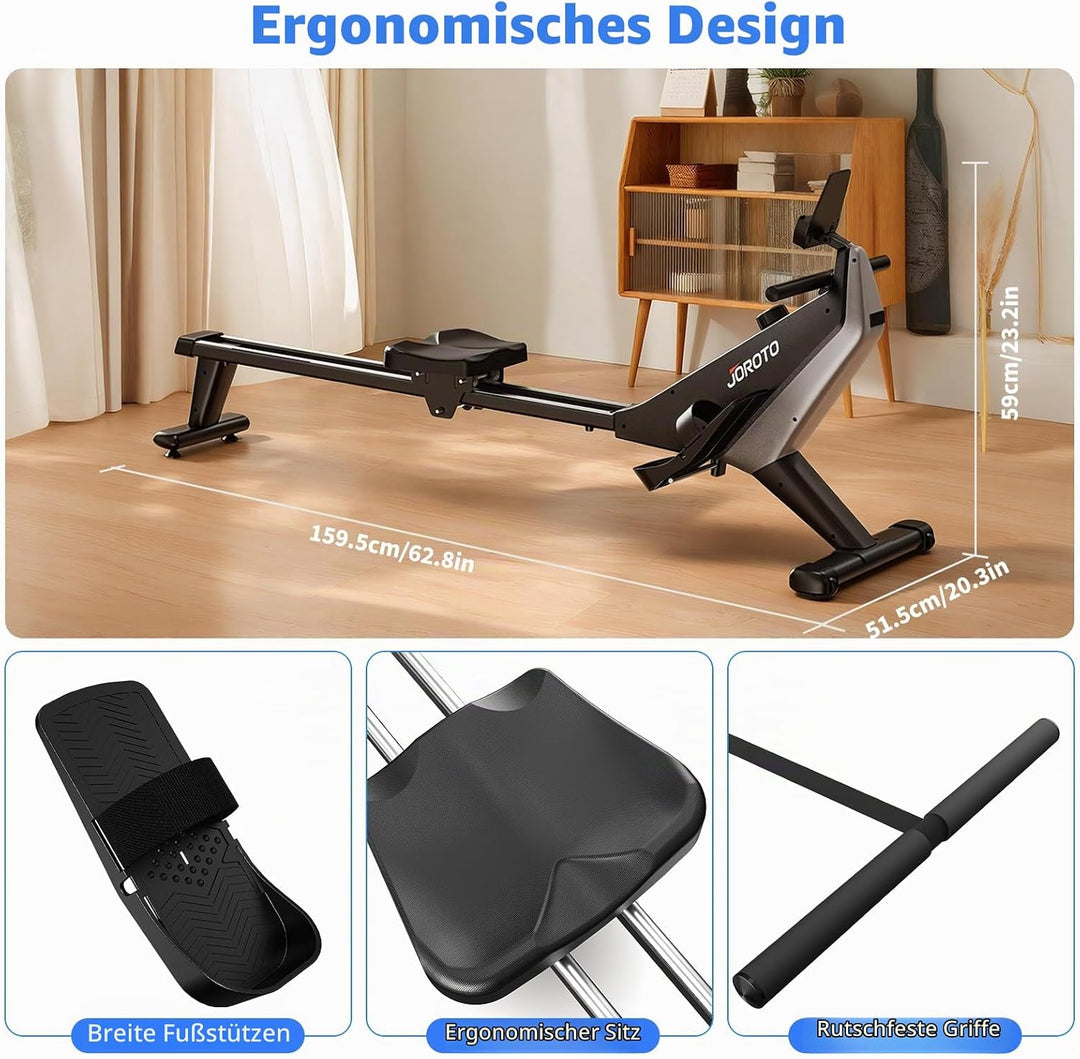 JOROTO Rudergerät für Zuhause – Leiser Magnetwiderstand | Kompatible App | 16 Widerstandsstufen | Du
