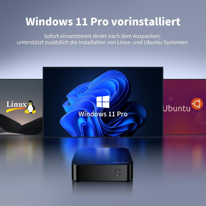 DreamQuest Mini PC Windows 11 Pro - Intel N95 (bis zu 3,4 GHz) 12. Generation, 8GB RAM 512GB SSD Mic