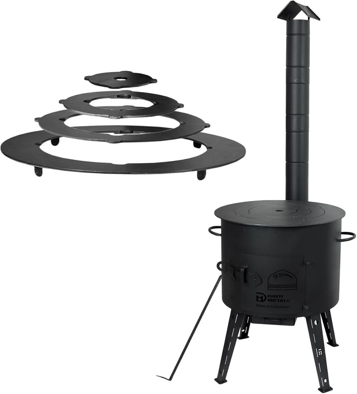 Ø40cm Uchag 2mm Stahl Utschak mit Adapter-Ringe Abzugsrohr Utschag Feldküche Feuerstelle Campingofen