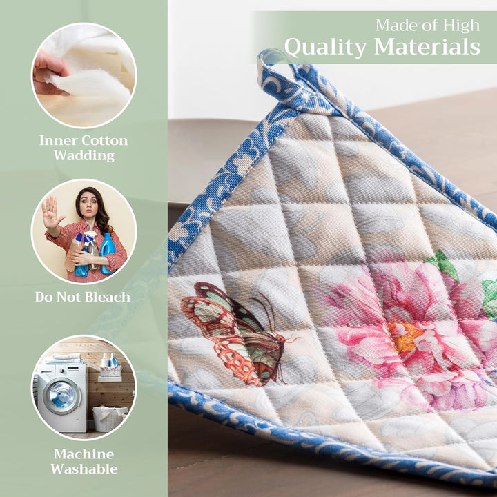 Maison d' Hermine Topflappen 100% Baumwolle hitzebeständig Set mit 2 Topflappen (20cm x 20cm) Hot Pa
