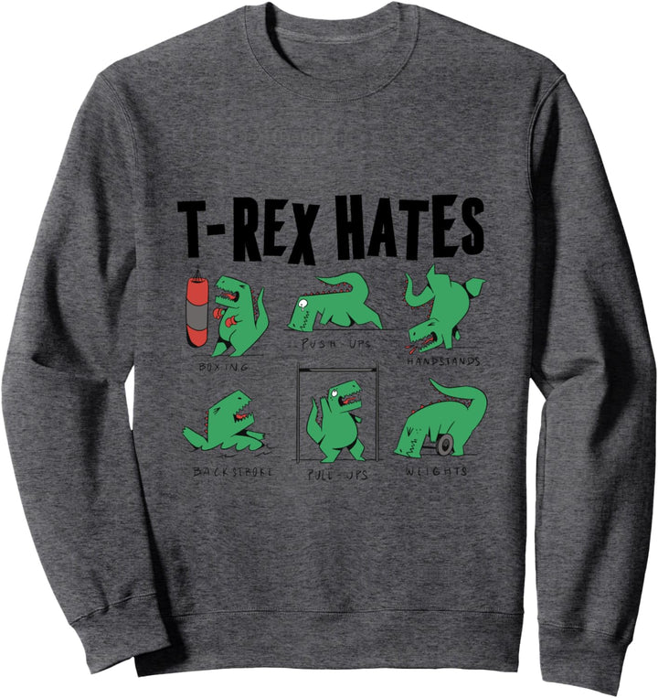 TRex Hates Boxing Push-Ups Handstands Backstroke Pull-Ups Sweatshirt