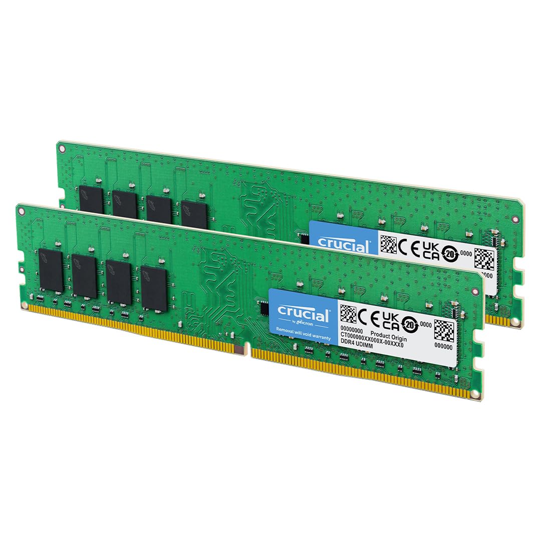Crucial RAM 32GB (2x16GB) DDR4 3200MHz CL22 (2933MHz oder 2666MHz) Desktop Arbeitsspeicher Kit CT2K1