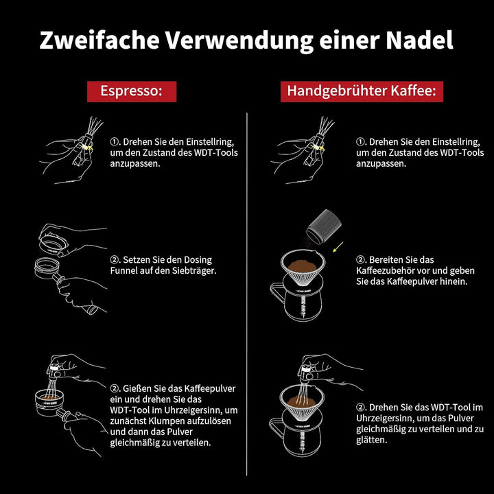 MHW-3BOMBER WDT Tool 2.0, Profi Espresso Distribution Tool, Kaffee Distributor 0.25mm mit Magnetisch