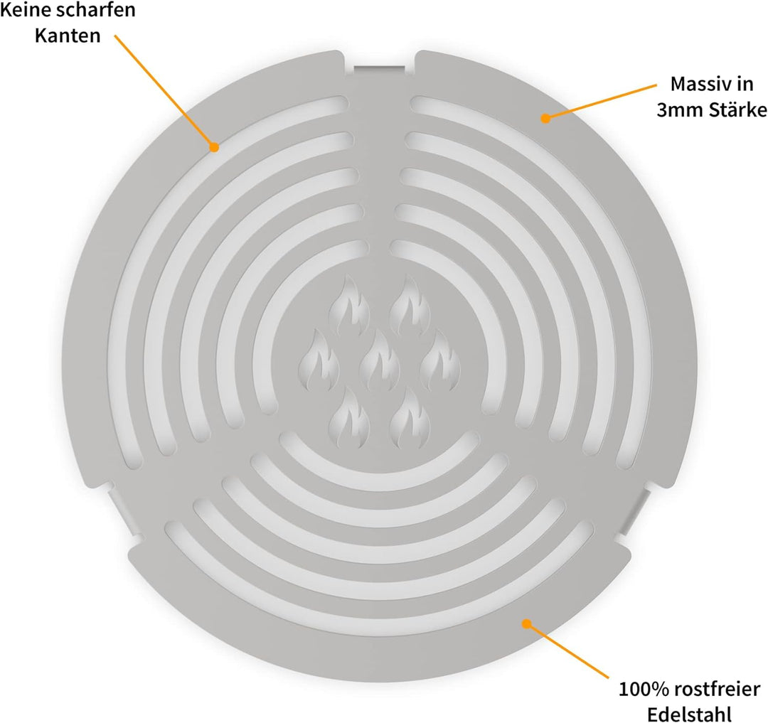 MATADA® Grilleinsatz Einlegerost Grillplatte Ø 20cm aus Edelstahl Rost für Feuerplatte Feuertonne Ku