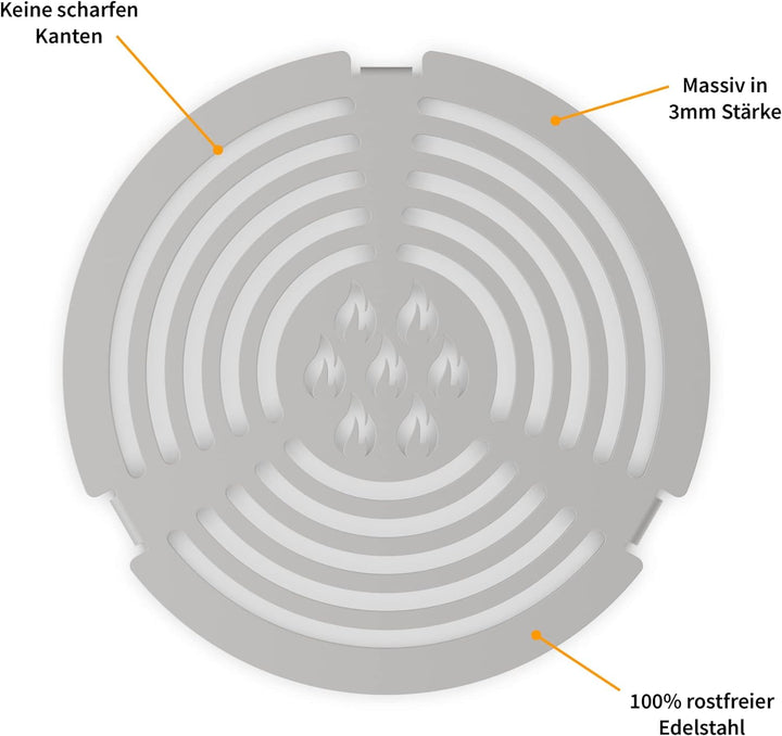 MATADA® Grilleinsatz Einlegerost Grillplatte Ø 20cm aus Edelstahl Rost für Feuerplatte Feuertonne Ku