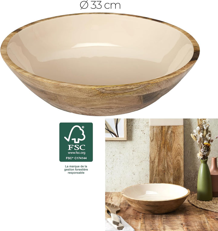 HOME DECO FACTORY, KA0572, Dune Uni Mango Wood Salad Bowl, elegant and Natural Design, ideal for Sal