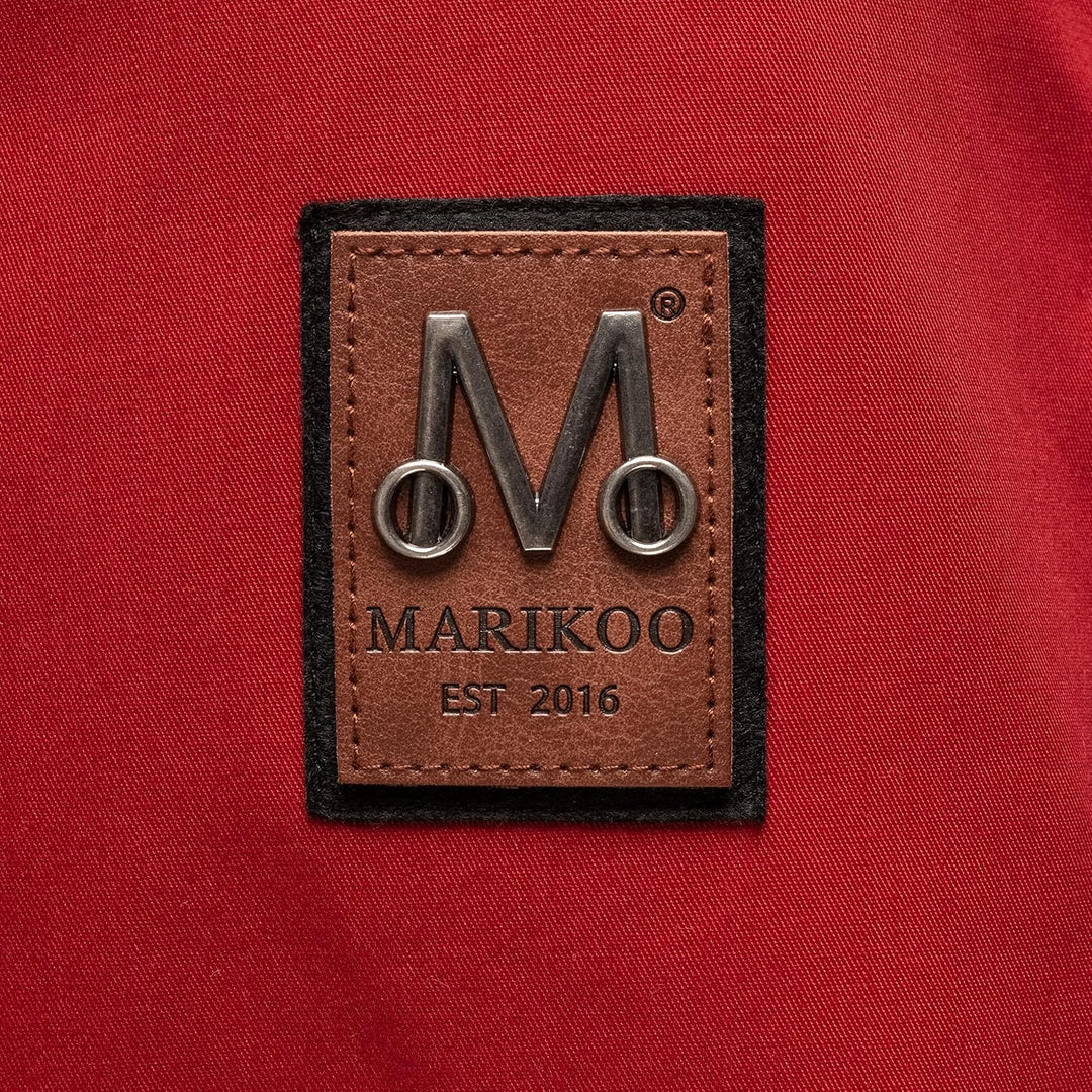 MARIKOO Damen Parka Übergangs-Jacke leicht gefüttert mit Kapuze Babetaa S Cherry Red, S Cherry Red
