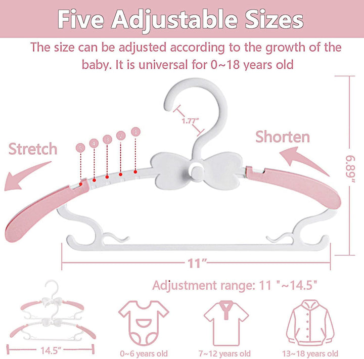WJWSKI Kleiderbügel Kinder，50 Stück 29-37CM Mitwachsende Kinderkleiderbügel Stapelbare Baby kleiderb