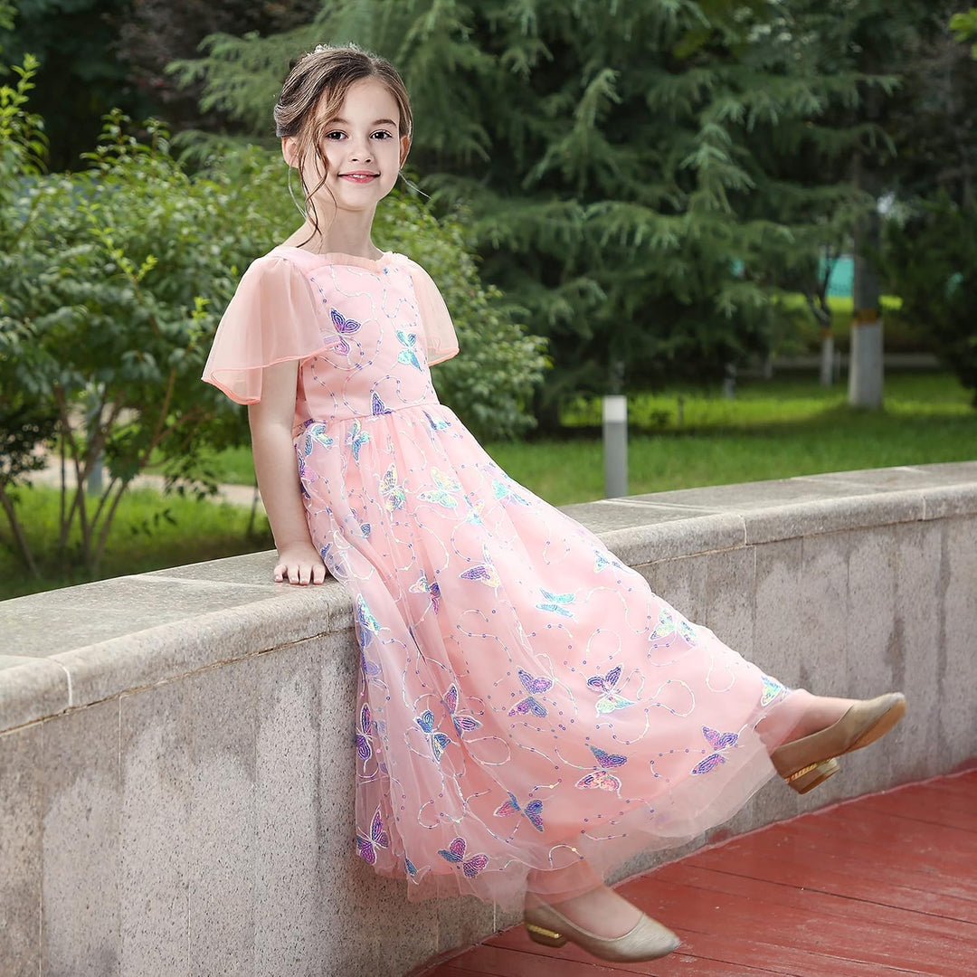 Sunny Fashion Mädchen Kleid Blume Schnüren Saum Hochzeit Erstkommunion Gr. 110-158 122 Rosa Schmette