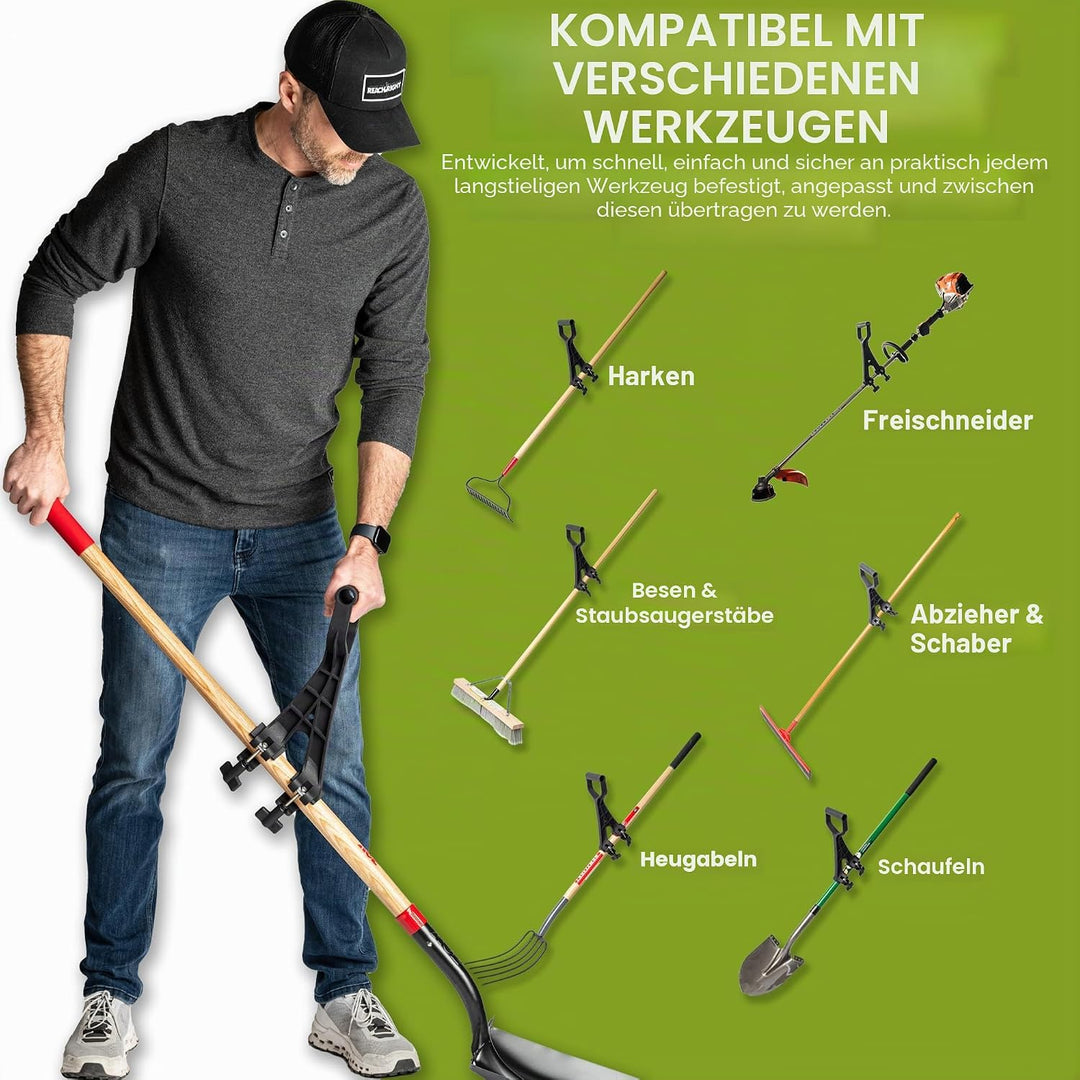 Schneeschaufel rückenschonender Aufsatz | verwandelt normales in ergonomisches Hofwerkzeug | Griffbe