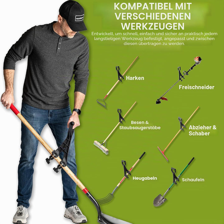 Schneeschaufel rückenschonender Aufsatz | verwandelt normales in ergonomisches Hofwerkzeug | Griffbe