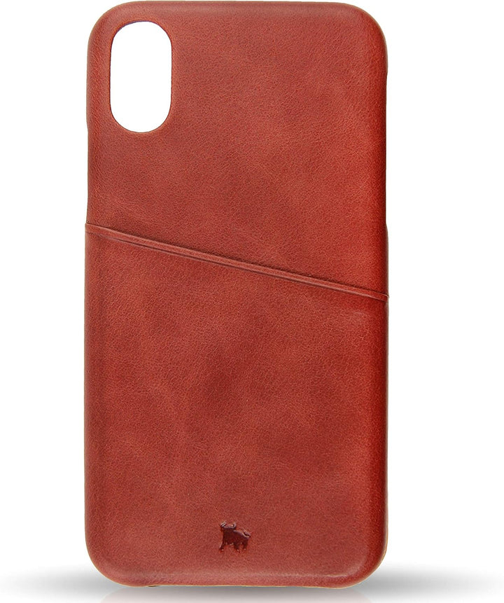 BULLAZO Menor Urban, Hülle aus Leder mit Kartenfach, kompatibel mit iPhone XR 10R, Korallenrot, Kora
