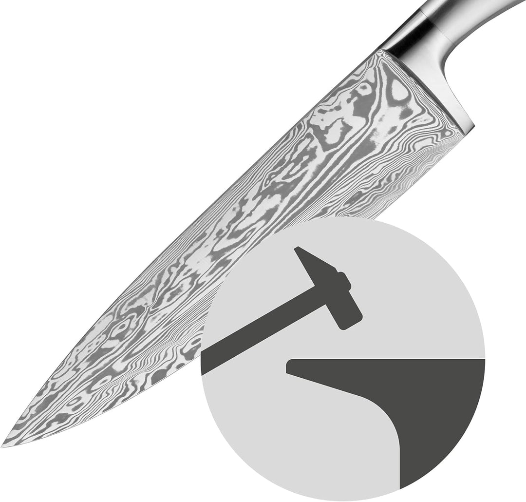 WMF Grand Gourmet Damastmesser, Küchenmesser, Kochmesser 33,5 cm, Made in Germany, Damaststahl 120-l