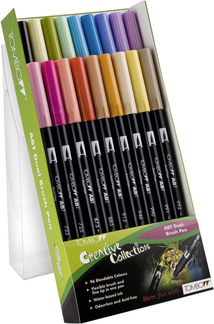 Tombow ABT-18C-2 Fasermaler Dual Brush Pen mit zwei Spitzen, 18-er Set, sekundärfarben